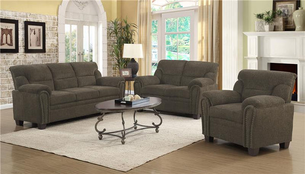 Clementine Upholstered Padded Arm Loveseat Brown - 506572
