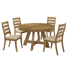 Danvers 5-piece Round 54-inch Dining Table Set Brown Oak - 109150-S5