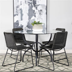 Aviano 48" Round Glass Top Dining Table Clear and Gunmetal - 108291BG