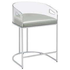 Thermosolis Acrylic Back Counter Height Stools Grey and Chrome (Set of 2) - 183405