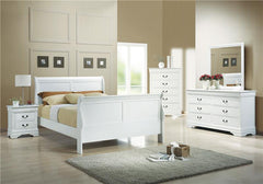 Louis Philippe Wood Full Sleigh Bed White - 204691F