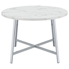 Alcott Round Faux Carrara Marble Top Dining Table Chrome - 120400