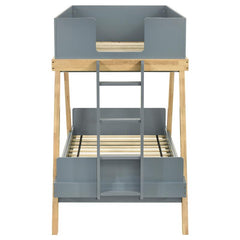 Frankie Wood Twin Over Twin Bunk Bed Blue and Natural - 460572T