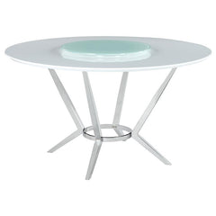 Abby Round Dining Table with Lazy Susan White and Chrome - 110321