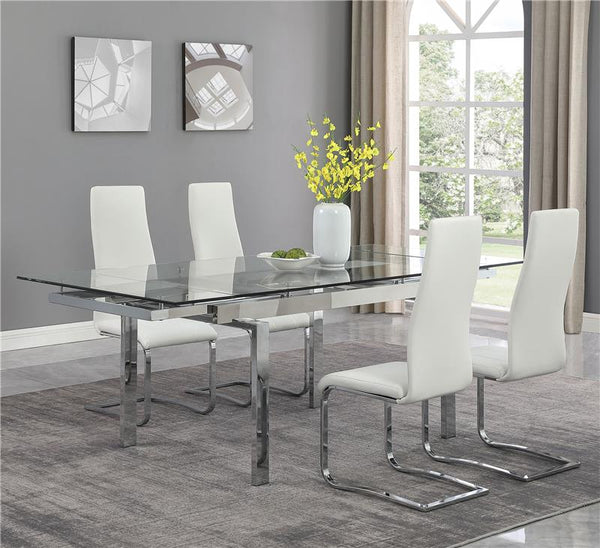 Wexford Glass Top Dining Table with Extension Leaves Chrome - 106281