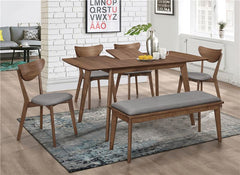 Alfredo Dining Room Set Natural Walnut and Grey - 108080-S6