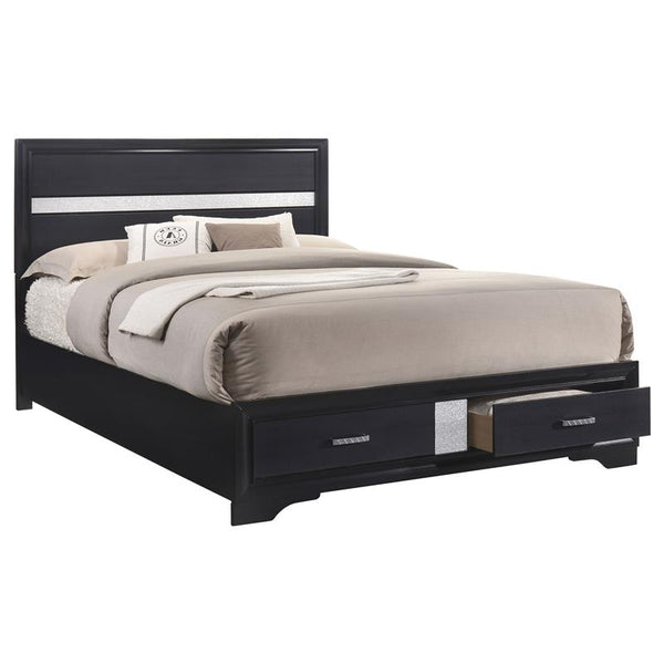 Miranda Wood Eastern King Storage Panel Bed Black - 206361KE
