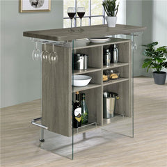 Acosta Rectangular Bar Unit with Footrest and Glass Side Panels - 182631