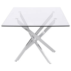 Carmelo X-shaped Dining Table Chrome and Clear - 107931