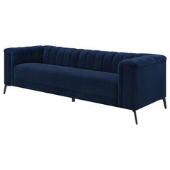 Chalet Upholstered Tuxedo Arm Tufted Sofa Blue - 509211