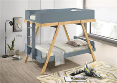 Frankie Wood Twin Over Twin Bunk Bed Blue and Natural - 460572T