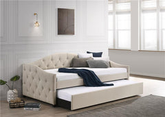 Sadie Upholstered Twin Daybed with Trundle Taupe - 300639