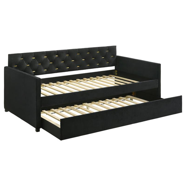 Kendall Upholstered Twin Daybed with Trundle Black - 300826
