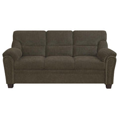 Clementine 2-piece Upholstered Padded Arm Sofa Set Brown - 506571-S2