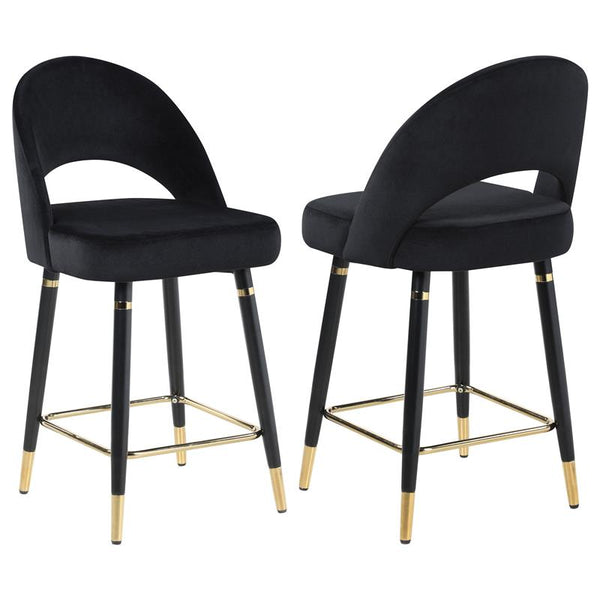 Lindsey Arched Back Upholstered Counter Height Stools Black (Set of 2) - 193569