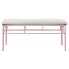 Massi Fabric Upholstered Bench White and Powder Pink - 401156
