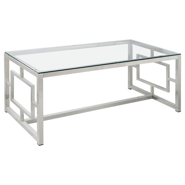 Merced Rectangular Glass Top Coffee Table Nickel - 703738