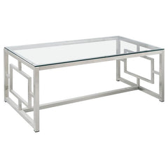 Merced Rectangular Glass Top Coffee Table Nickel - 703738