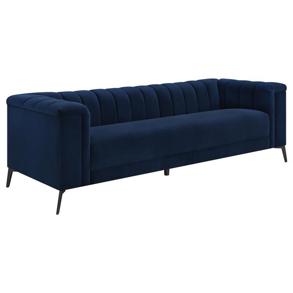 Chalet Upholstered Tuxedo Arm Tufted Sofa Blue - 509211