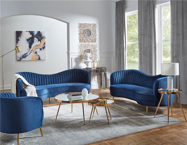 Sophia Upholstered Channel Tufted Sofa Blue - 506861