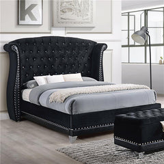 Barzini Upholstered Eastern King Wingback Bed Black - 300643KE