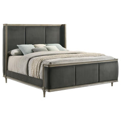 Alderwood Upholstered Eastern King Wingback Bed French Grey - 223121KE