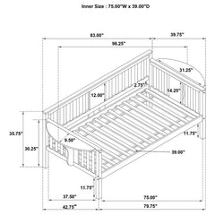 Bethany Wood Twin Daybed with Drop-down Tables White - 300837