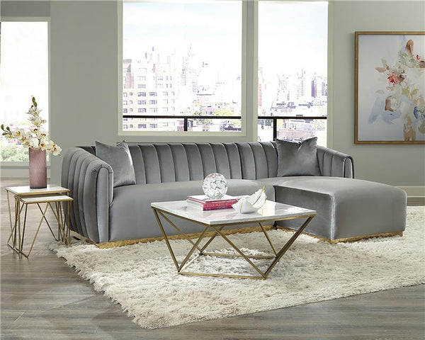 Meryl Square Faux Marble Top Coffee Table White and Gold - 700846