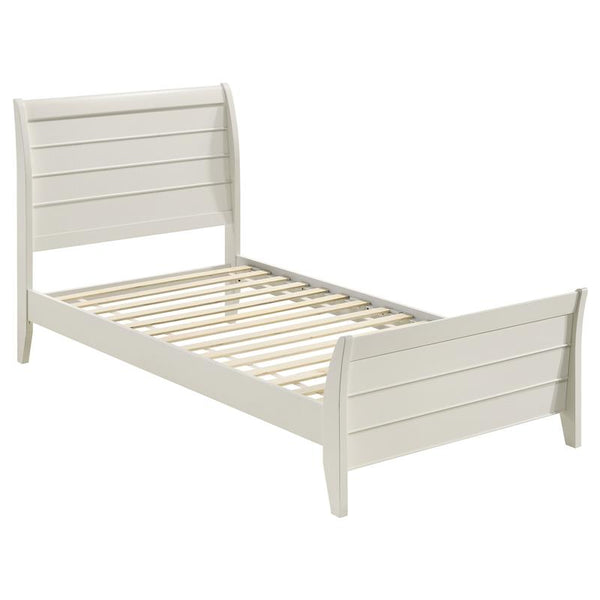 Selena Wood Twin Panel Bed Cream White - 400231T