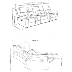 Bahrain 5-piece Upholstered Home Theater Seating Charcoal - 609541T