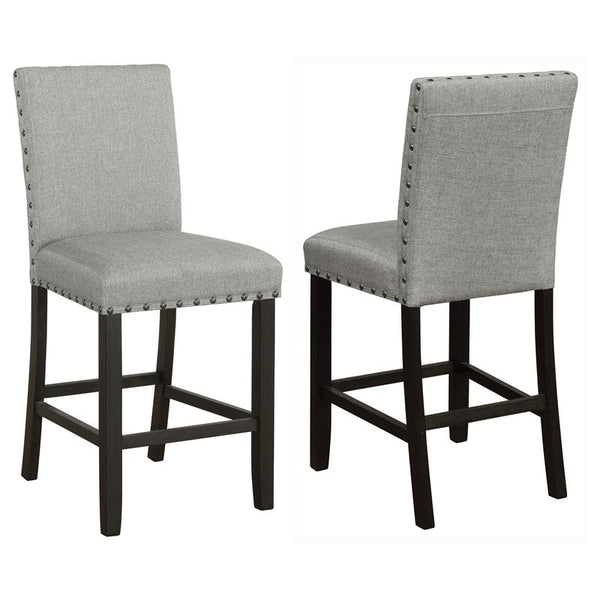 Kentfield Solid Back Upholstered Counter Height Stools Grey and Antique Noir (Set of 2) - 193128