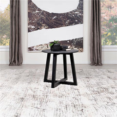 Skylark Round Marble-like SmartTop Side End Table Black - 707847