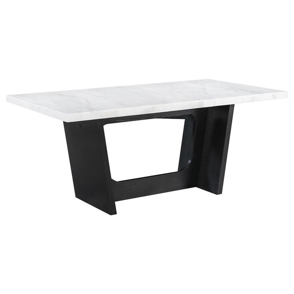 Sherry Trestle Base Marble Top Dining Table Espresso and White - 115511