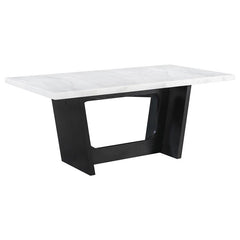 Sherry 5-piece Rectangular Marble Top Dining Set Sand and White - 115511-S5S