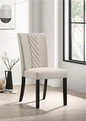 Malia Upholstered Solid Back Dining Side Chair Beige and Black (Set of 2) - 122342