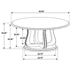 Trofello Round Dining Table with Curved Pedestal Base White Washed - 123120