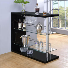 Prescott Rectangular 2-shelf Bar Unit Glossy Black - 100165