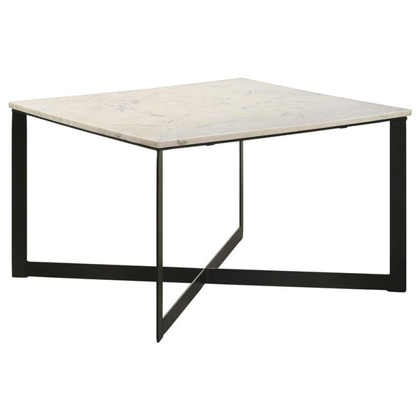 Tobin Square Marble Top Coffee Table White and Black - 707698