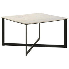 Tobin Square Marble Top Coffee Table White and Black - 707698
