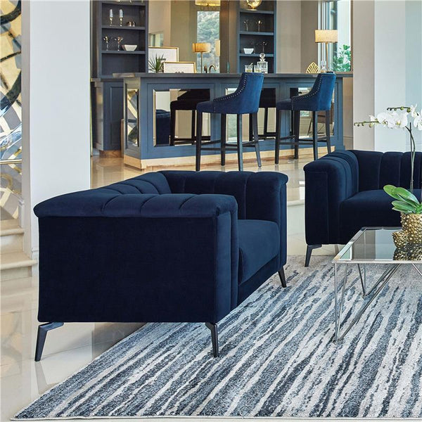 Chalet Upholstered Tuxedo Arm Tufted Chair Blue - 509213