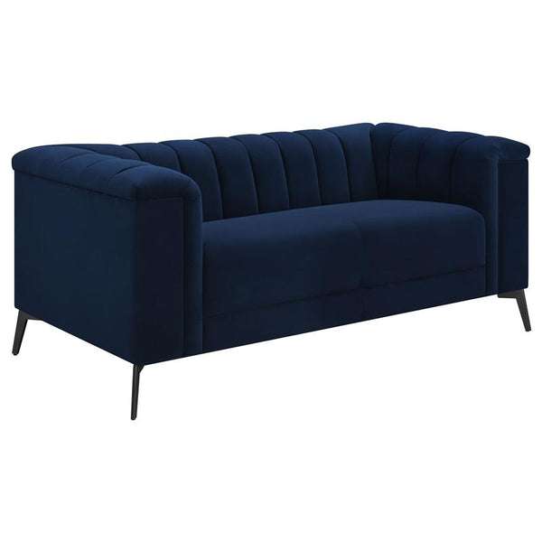 Chalet Upholstered Tuxedo Arm Tufted Loveseat Blue - 509212