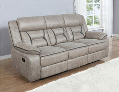 Greer Upholstered Motion Reclining Sofa Taupe - 651351