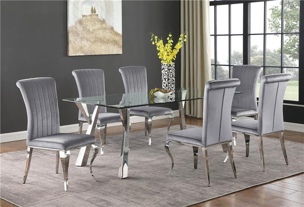 Betty Upholstered Side Chairs Grey and Chrome (Set of 4) - 105073