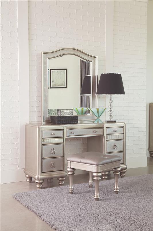 Bling Game 9-drawer Vanity Desk Metallic Platinum - 204187
