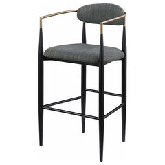 Tina Metal Pub Height Bar Stool with Upholstered Back and Seat Dark Grey (Set of 2) - 121189
