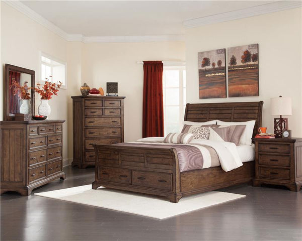 Elk Grove Eastern King Storage Sleigh Bed Vintage Bourbon - 203891KE