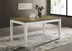 Appleton Rectangular Wood Dining Table Brown Brushed and White - 110411