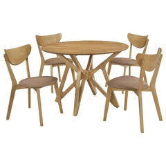 Elowen 5-piece Round Solid Wood Dining Set Light Walnut - 108440-S5
