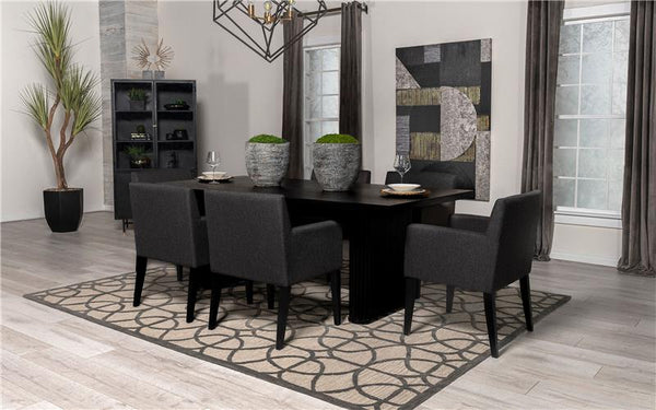 Catherine Upholstered Dining Arm Chair Charcoal Grey and Black (Set of 2) - 106252