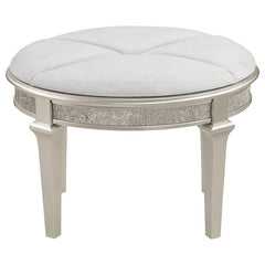 Evangeline Upholstered Oval Vanity Stool Silver and Ivory - 223399